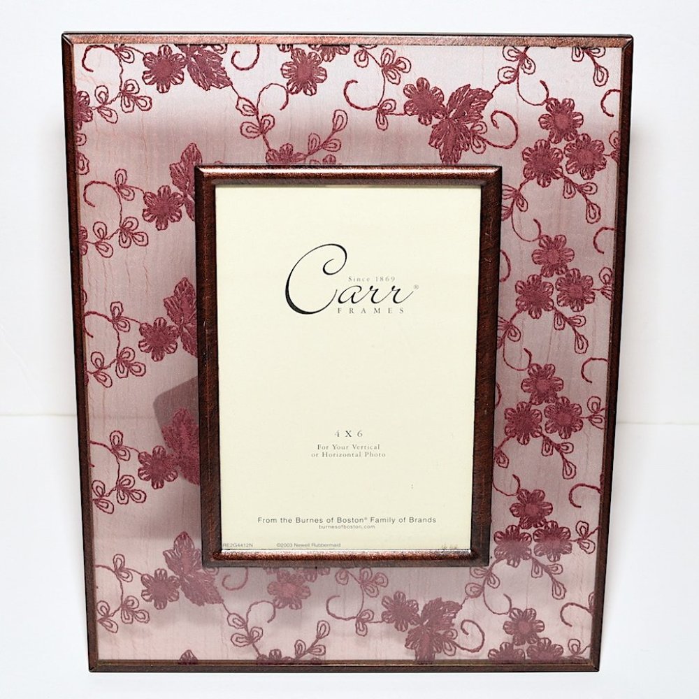 Unused Carr Floral-Embroidered Organza Photo Frame